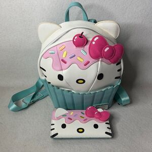 Loungefly Sanrio Hello Kitty cupcake mini backpack pastel colors and wallet